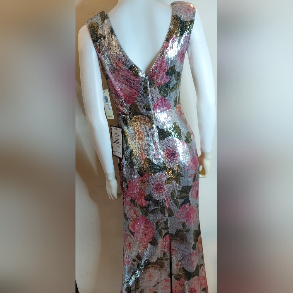 Eliza J Floral Sequined Gown Size 2 Womens Formal Wedding Prom Dance
